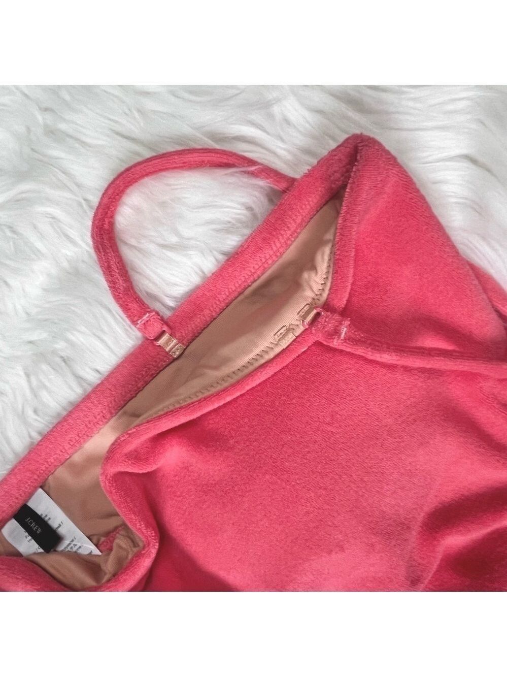 J Crew Coral Pink Terry Cutout Bandeau One Piece Swimsuit Size 18 - Picture 7 of 8